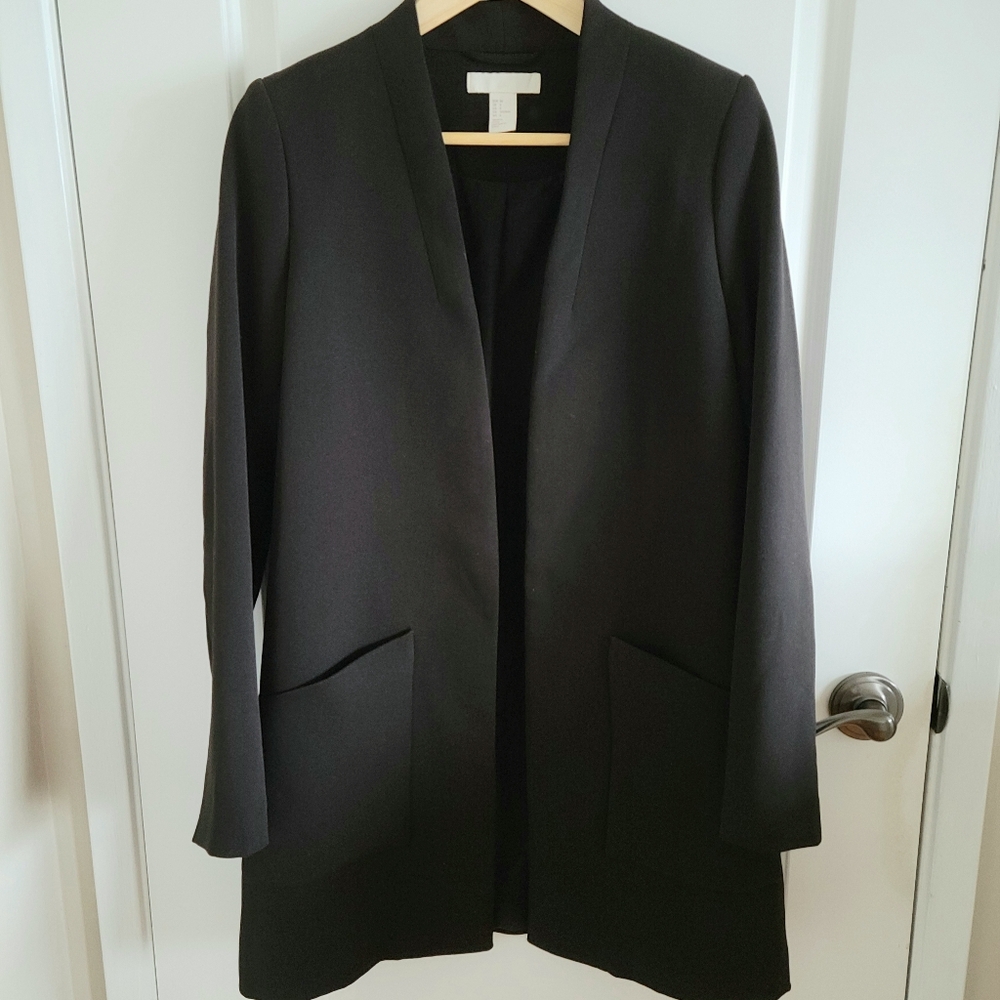 H&M Black Longline Jacket Size 6